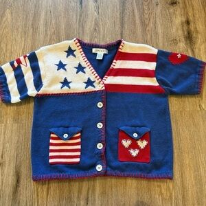 Vintage Cardigan Women’s Large Americana American Flaflg Flag Red White Blue